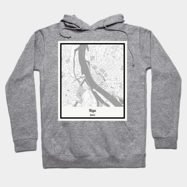 Map of Riga - Latvia Hoodie by AeTDesignPT